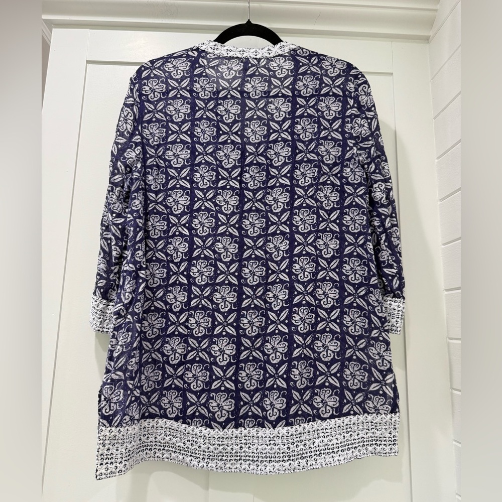 Sigrid Olsen Blue and White Tunic Top - Picture 6 of 6